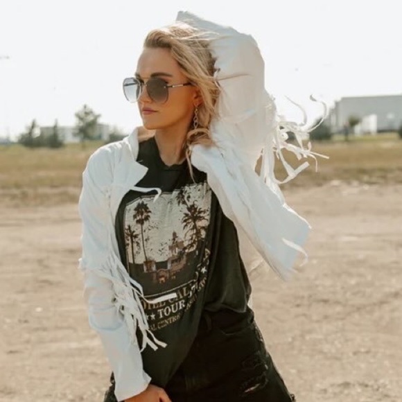 Boho Off White Tassel suede women fringe jacket long sleeve jacket